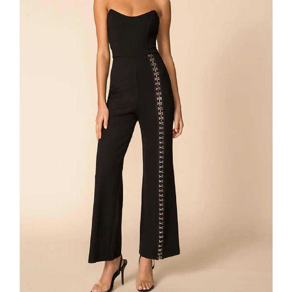 Superdown Zarah Hook Front Jumpsuit in Black